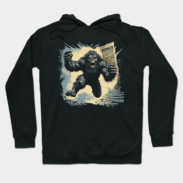 Bigfoot News Headline | Funny Retro Bigfoot Hoodie by We Anomaly